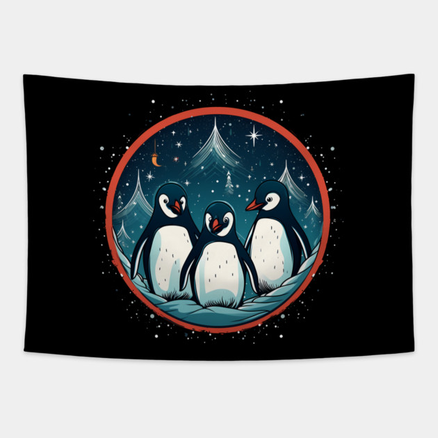 Penguin in Ornmament, Love Penguins Tapestry by logiamerch
