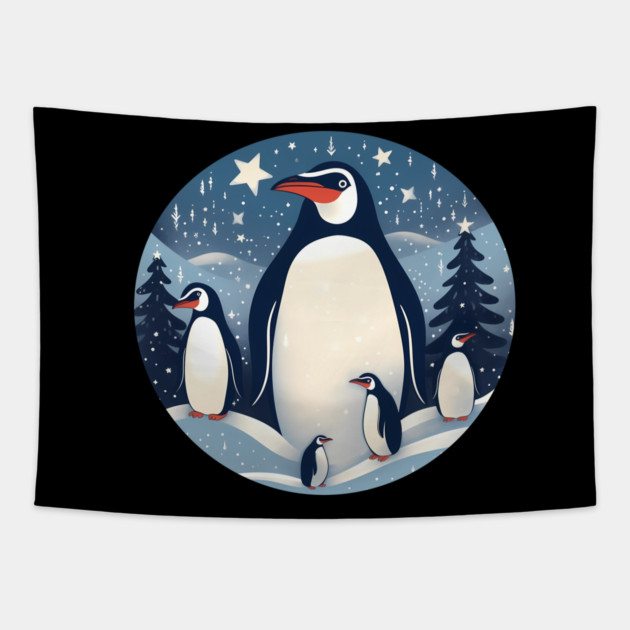 Penguin in Ornmament , Love Penguins Tapestry by logiamerch