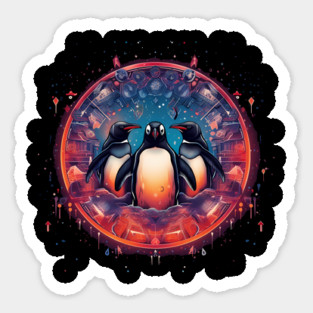 Penguin in Ornmament, Love Penguins Sticker