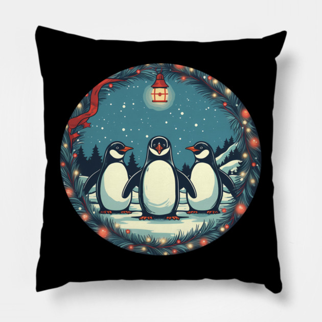 Penguin in Ornmament, Love Penguins Pillow by logiamerch