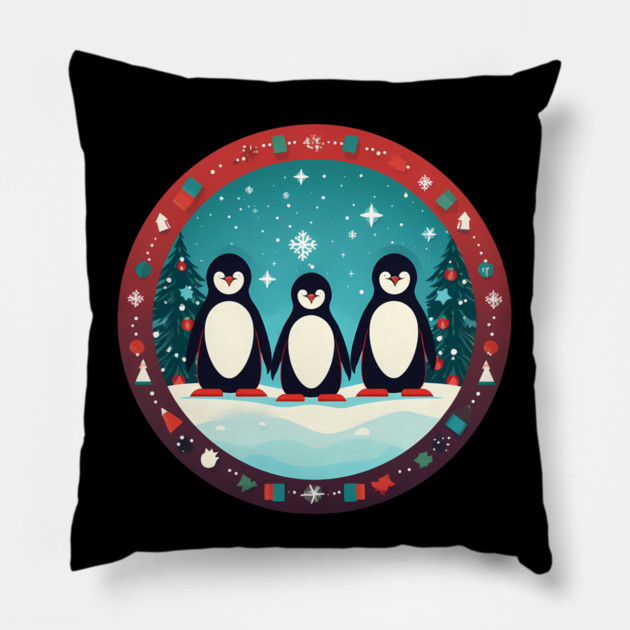 Penguin in Ornmament, Love Penguins Pillow by logiamerch