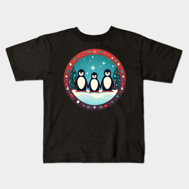 Penguin in Ornmament, Love Penguins Kids T-Shirt by logiamerch