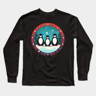 Penguin in Ornmament, Love Penguins Long Sleeve T-Shirt