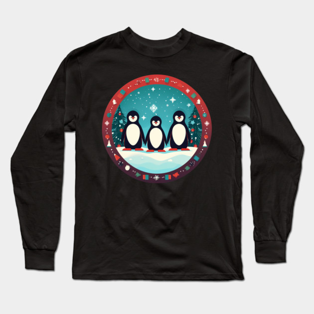 Penguin in Ornmament, Love Penguins Long Sleeve T-Shirt by logiamerch