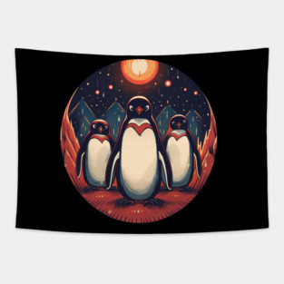 Penguin in Ornmament, Love Penguins Tapestry