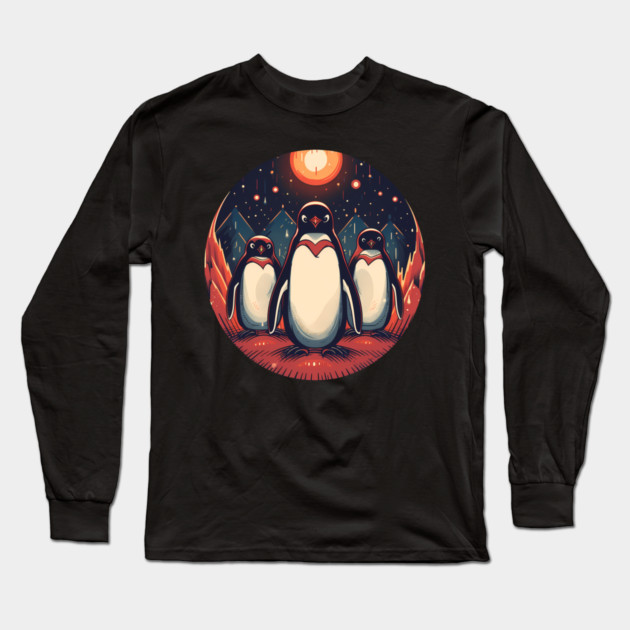 Penguin in Ornmament, Love Penguins Long Sleeve T-Shirt by logiamerch
