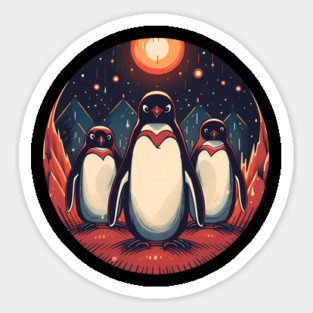 Penguin in Ornmament, Love Penguins Sticker