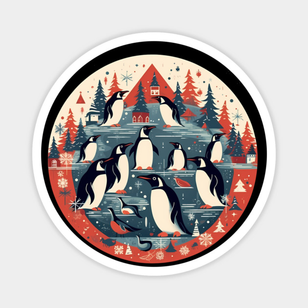 Penguin in Ornmament, Love Penguins Magnet by logiamerch