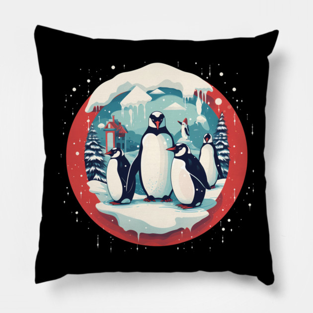 Penguin in Ornmament, Love Penguins Pillow by logiamerch
