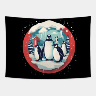 Penguin in Ornmament, Love Penguins Tapestry