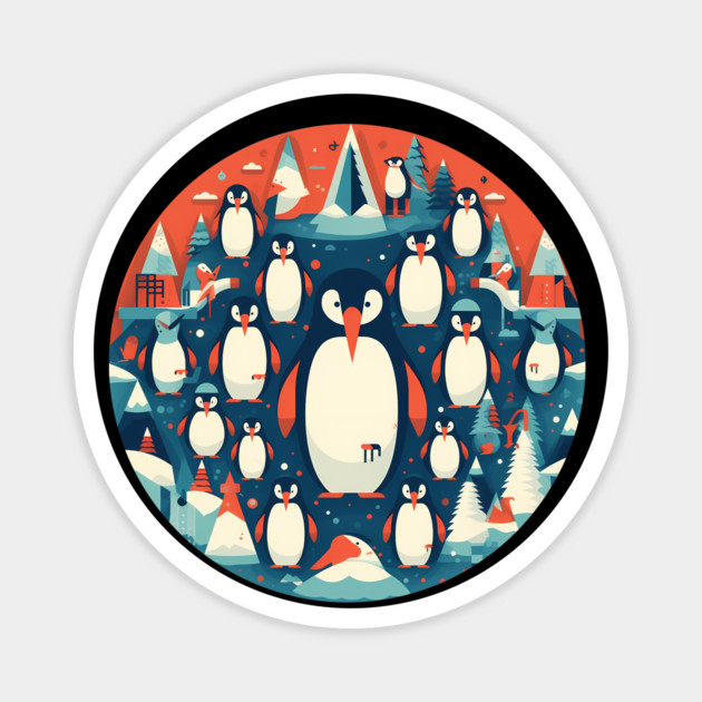 Penguin in Ornmament, Love Penguins Magnet by logiamerch
