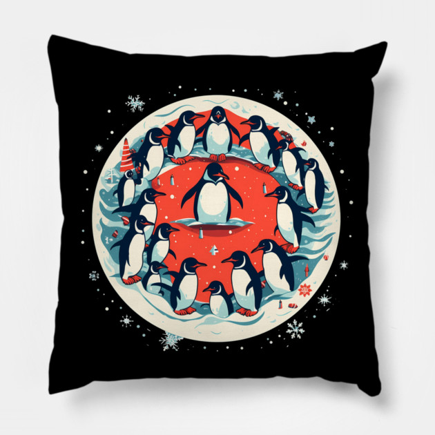 Penguin in Ornmament, Love Penguins Pillow by logiamerch