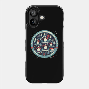 Penguin in Ornmament, Love Penguins Phone Case