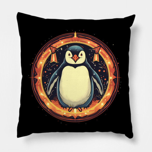 Penguin in Ornmament, Love Penguins Pillow by logiamerch