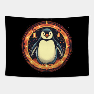 Penguin in Ornmament, Love Penguins Tapestry