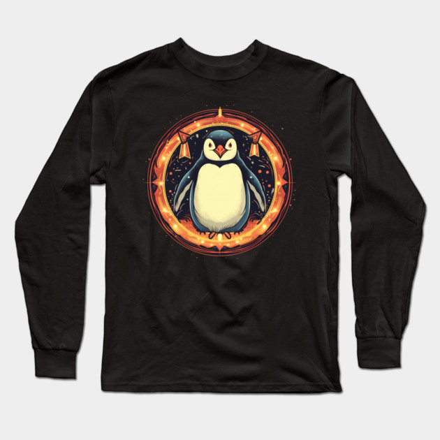 Penguin in Ornmament, Love Penguins Long Sleeve T-Shirt by logiamerch