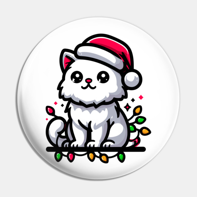 Cute Christmas Cat Santa Hat Christmas Lights Adorable Pin by Frank Ring