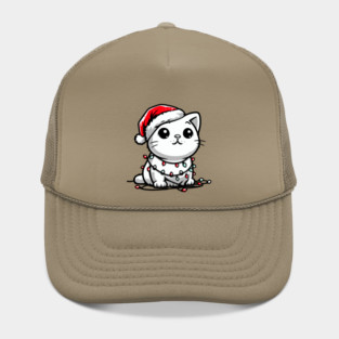 Cute Christmas Cat Santa Hat Christmas Lights Adorable Hat