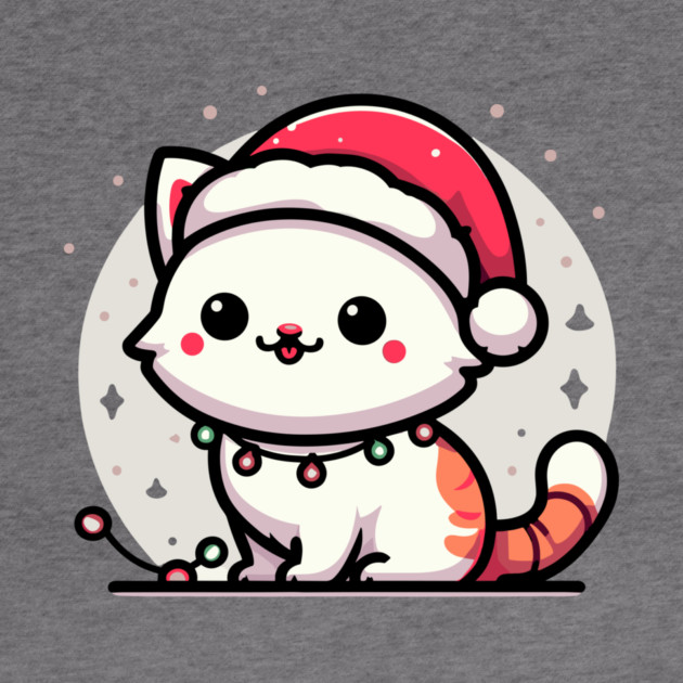 Cute Christmas Cat Santa Hat Christmas Lights Adorable by Frank Ring