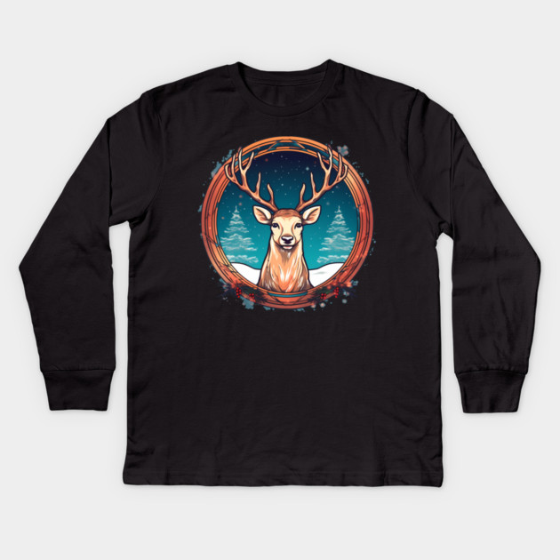 Deer in Ornament, Love Deers Kids Long Sleeve T-Shirt by logiamerch