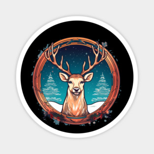 Deer in Ornament, Love Deers Magnet