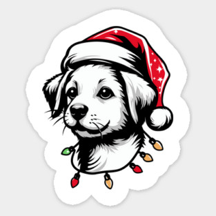 Adorable Dog Christmas Lights Santa Hat Magnet