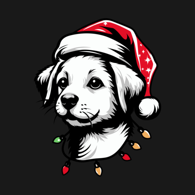 Adorable Dog Christmas Lights Santa Hat by Frank Ring