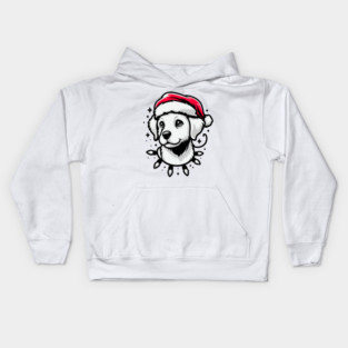 Adorable Dog Christmas Lights Santa Hat Kids Hoodie