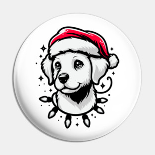 Adorable Dog Christmas Lights Santa Hat Pin