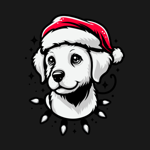 Adorable Dog Christmas Lights Santa Hat by Frank Ring