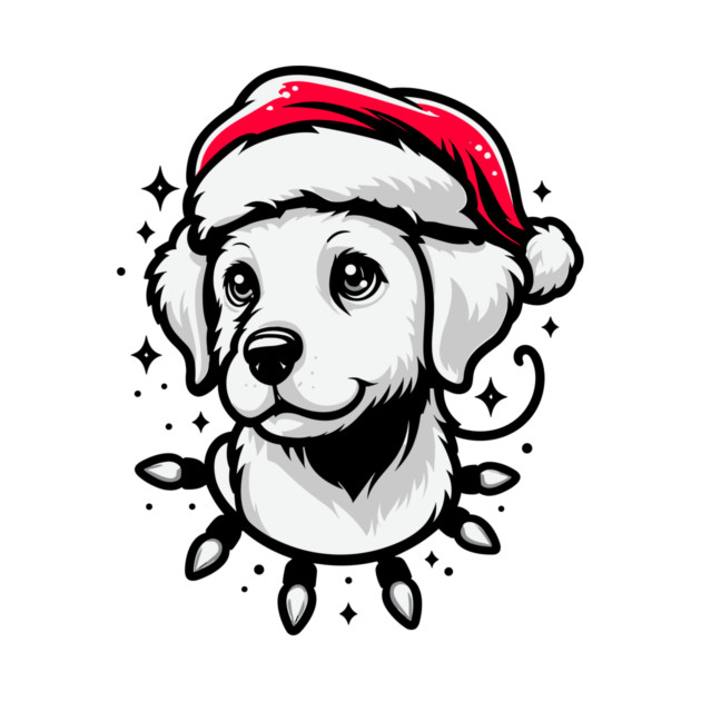 Adorable Dog Christmas Lights Santa Hat by Frank Ring