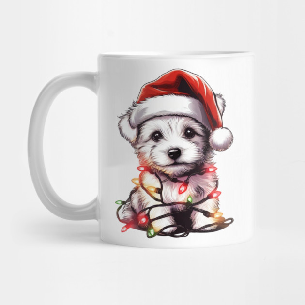 Adorable Dog Christmas Lights Santa Hat by Frank Ring