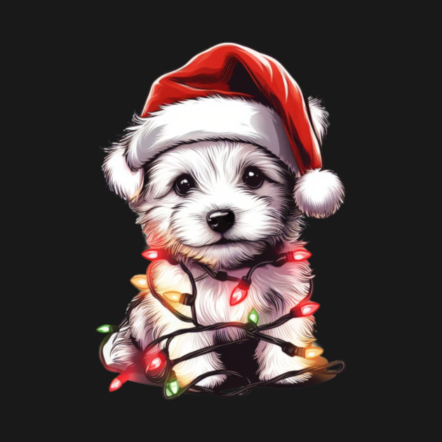 Adorable Dog Christmas Lights Santa Hat by Frank Ring