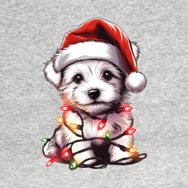 Adorable Dog Christmas Lights Santa Hat by Frank Ring