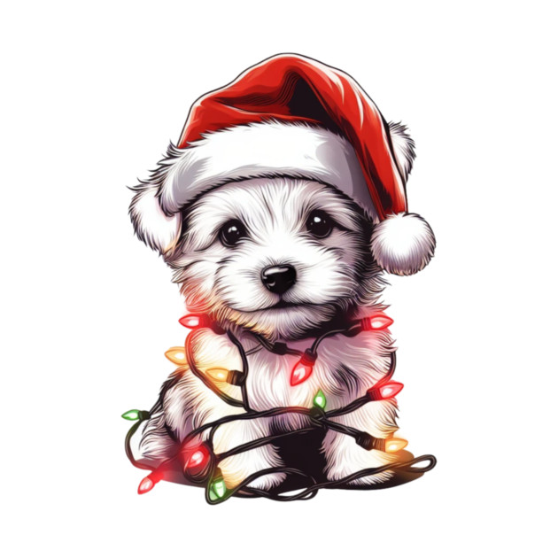 Adorable Dog Christmas Lights Santa Hat by Frank Ring