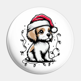 Adorable Dog Christmas Lights Santa Hat Pin
