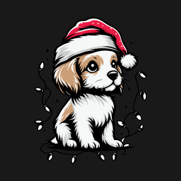 Adorable Dog Christmas Lights Santa Hat by Frank Ring