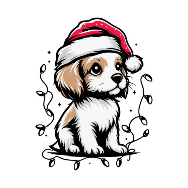 Adorable Dog Christmas Lights Santa Hat by Frank Ring