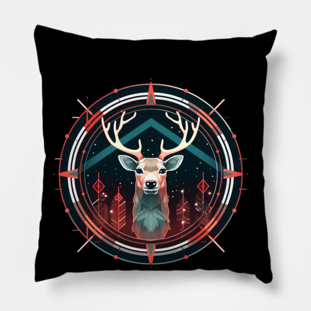 Deer in Ornament, Love Deers Pillow by logiamerch