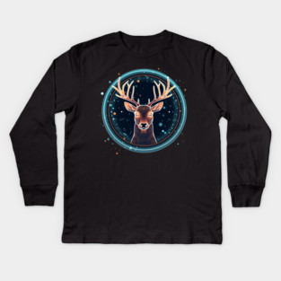 Deer in Ornament, Love Deers Kids Long Sleeve T-Shirt