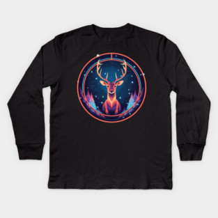 Deer in Ornament, Love Deers Kids Long Sleeve T-Shirt