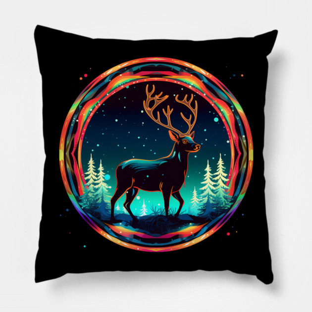 Deer in Xmas Glowing Ornament, Love Deers Pillow by logiamerch
