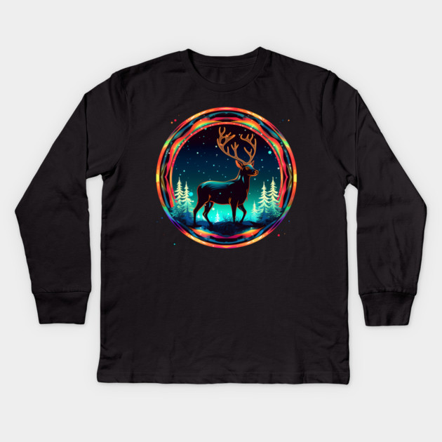 Deer in Xmas Glowing Ornament, Love Deers Kids Long Sleeve T-Shirt by logiamerch