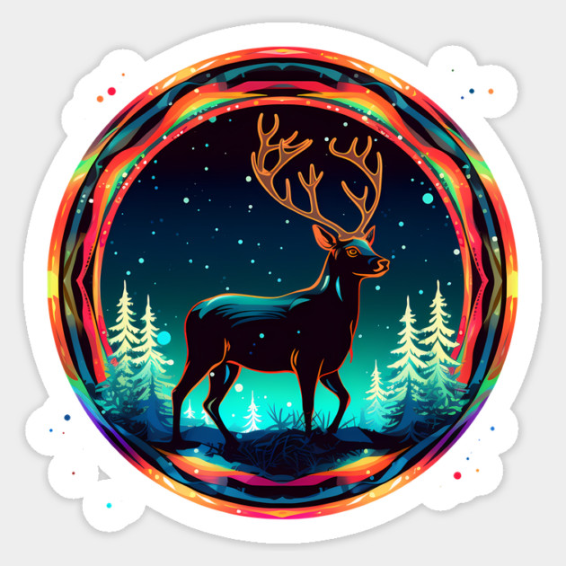 Deer in Xmas Glowing Ornament, Love Deers Sticker by logiamerch