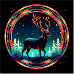 Deer in Xmas Glowing Ornament, Love Deers Posters and Art