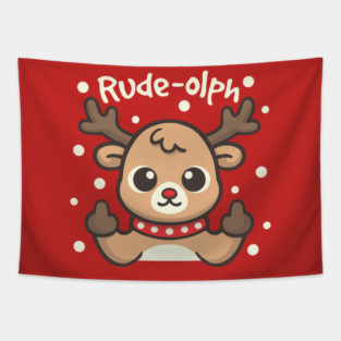Rude olph ugly christmas sweater Tapestry