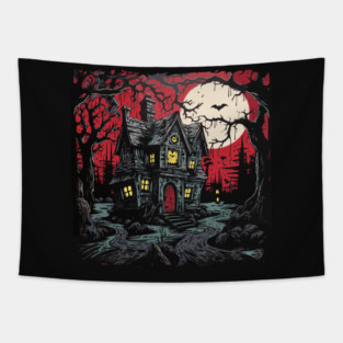 Goth Mansion Haunted House Fairytale. Haunted House Mansion Tapestry