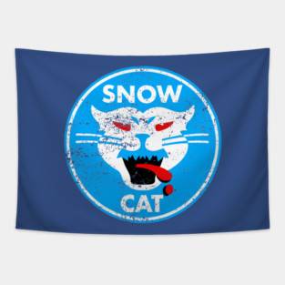 Snow Cat Vintage Decal Tapestry