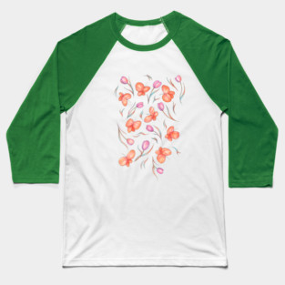butterflies and tulips Baseball T-Shirt