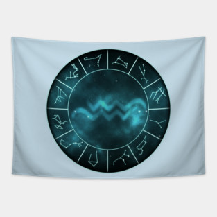Aquarius Zodiac Symbol Tapestry